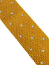 Yellow gold knitted tie with white polka spots